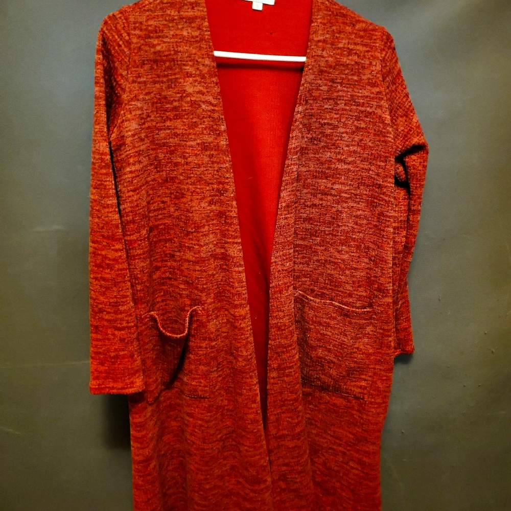 Long rust color lularoe sweater